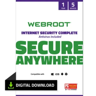 Webroot Internet Security Complete with Antivirus Protection for 5 Device, 1 Year Subscription